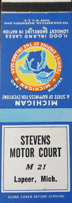 Red Oaks Motel (Stevens Moto-Court) - Matchbook